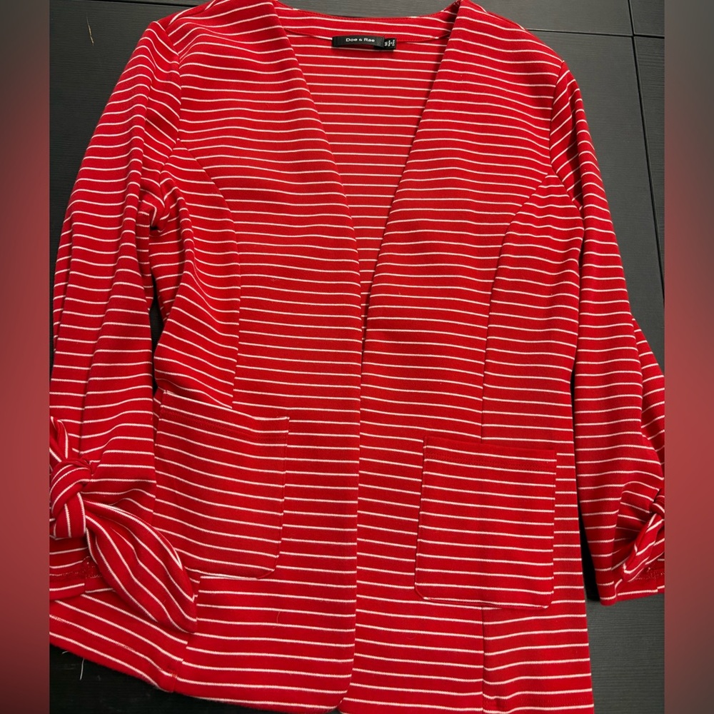 Doe and Rae Red Striped Womens Jacket